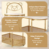 2-tier mobile coffee table with bear pattern, golden powder-coated metal frame, and tempered glass top for playful.
