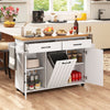 Mobile Kitchen Island Table with Trash Bag Storage for Dining Room-White - Gallery View 1 of 9