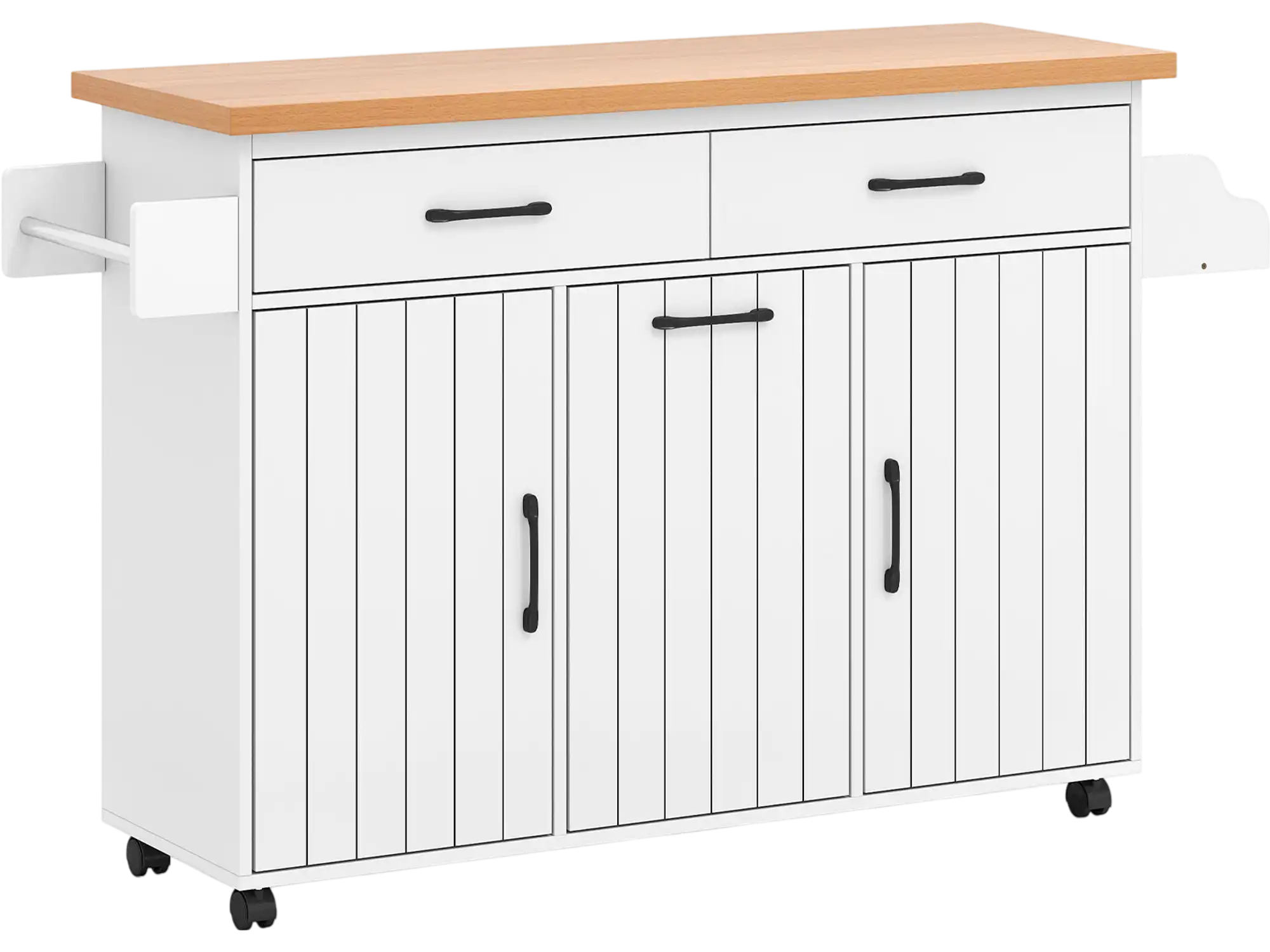 Costway Mobile Kitchen Island Cart Table w/ Trash Bag Storage 876541932 New