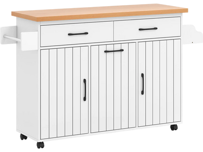 Costway Mobile Kitchen Island Cart Table w/ Trash Bag Storage 876541932 New