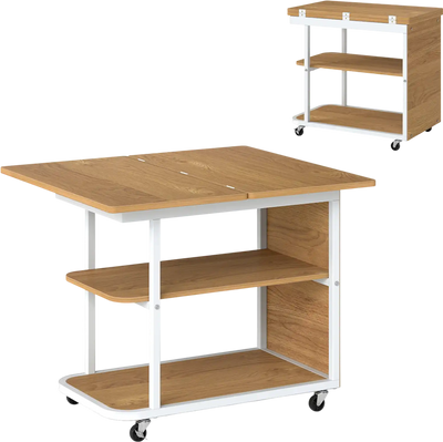 Costway Mobile Night Stand Foldable Swivel Top 2-Tier Side Table 94426534 New