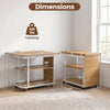 Dimensions of the mobile night stand with a foldable swivel top and 2-tier shelf, designed for convenient small space.