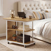 Mobile night stand with a foldable swivel top, 2-tier shelf, and wheels, perfect for small spaces and easy organization.