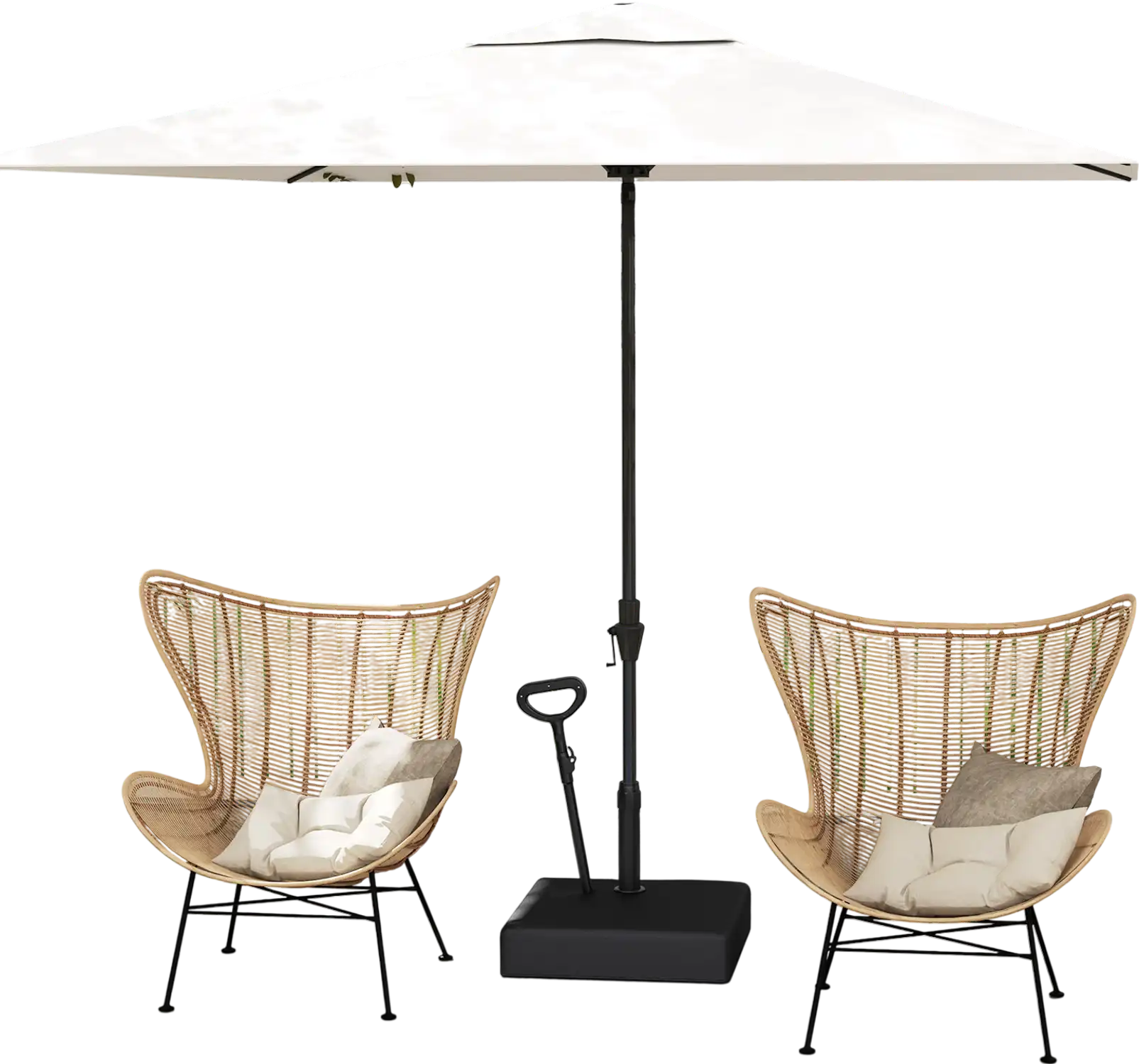Costway Mobile Patio Umbrella Base Water/Sand Fillable 3-Wheel Black 781524369 New