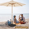 Mobile patio umbrella base in black with wheels, designed for stability and easy transport, perfect for beach or.