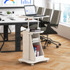 Mobile Podium Stand Height Adjustable Laptop Cart with Tilting Tabletop and Storage Compartments-White - Gallery View 1 of 10
