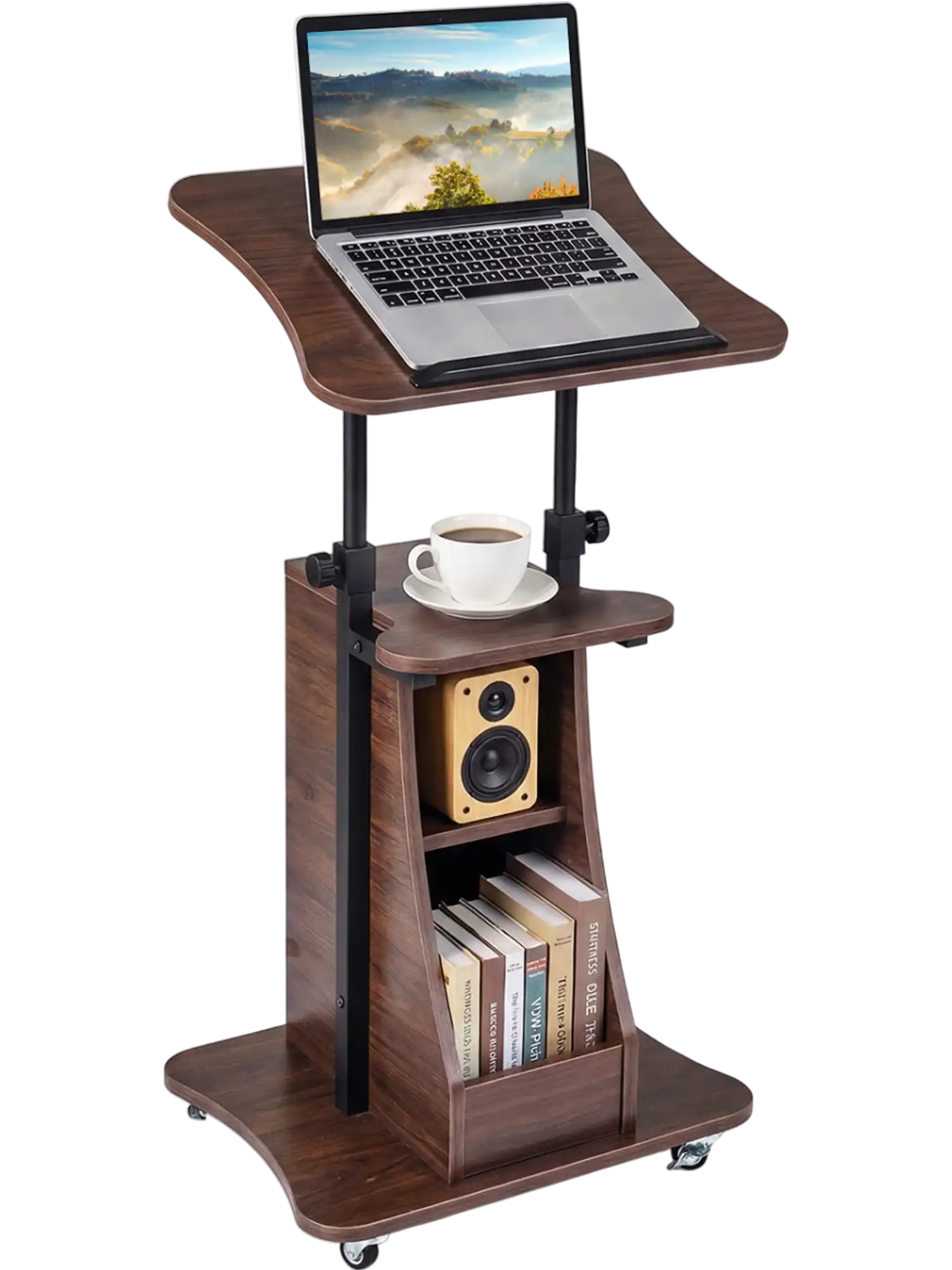 Costway Height Adjustable Mobile Podium Laptop Cart Tilting Tabletop Storage 92473816 New