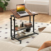 Mobile Stand up Desk Height Adjustable Standing Table with Tilting Tabletop-Rustic Brown - Gallery View 1 of 10