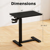 Mobile standing desk with adjustable height, cup holder, and H-shaped base, ideal for bedside or sofa use.
