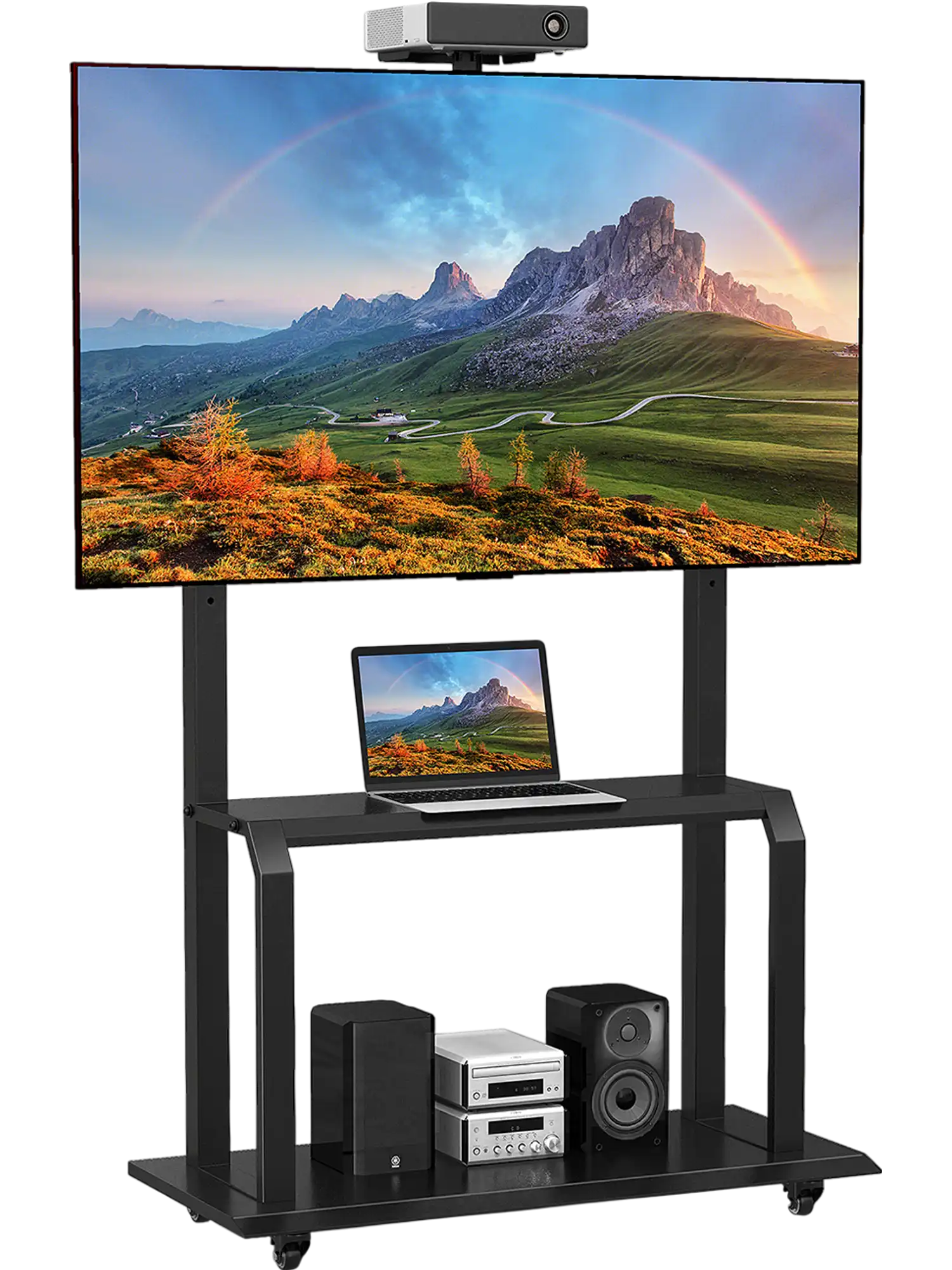 Costway Mobile TV Stand Camera Shelf AV Shelves 32-80
