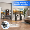 Mobile TV stand with 4 lockable wheels, adjustable camera shelf, and AV shelves for 32"-80" TVs, ideal for versatile.