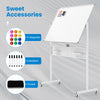 Mobile double-sided magnetic whiteboard with adjustable height, 360° rotation, and included accessories for versatile.