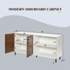 Modern buffet sideboard cabinet in walnut with two doors and open compartments, ideal for dining or living room storage.