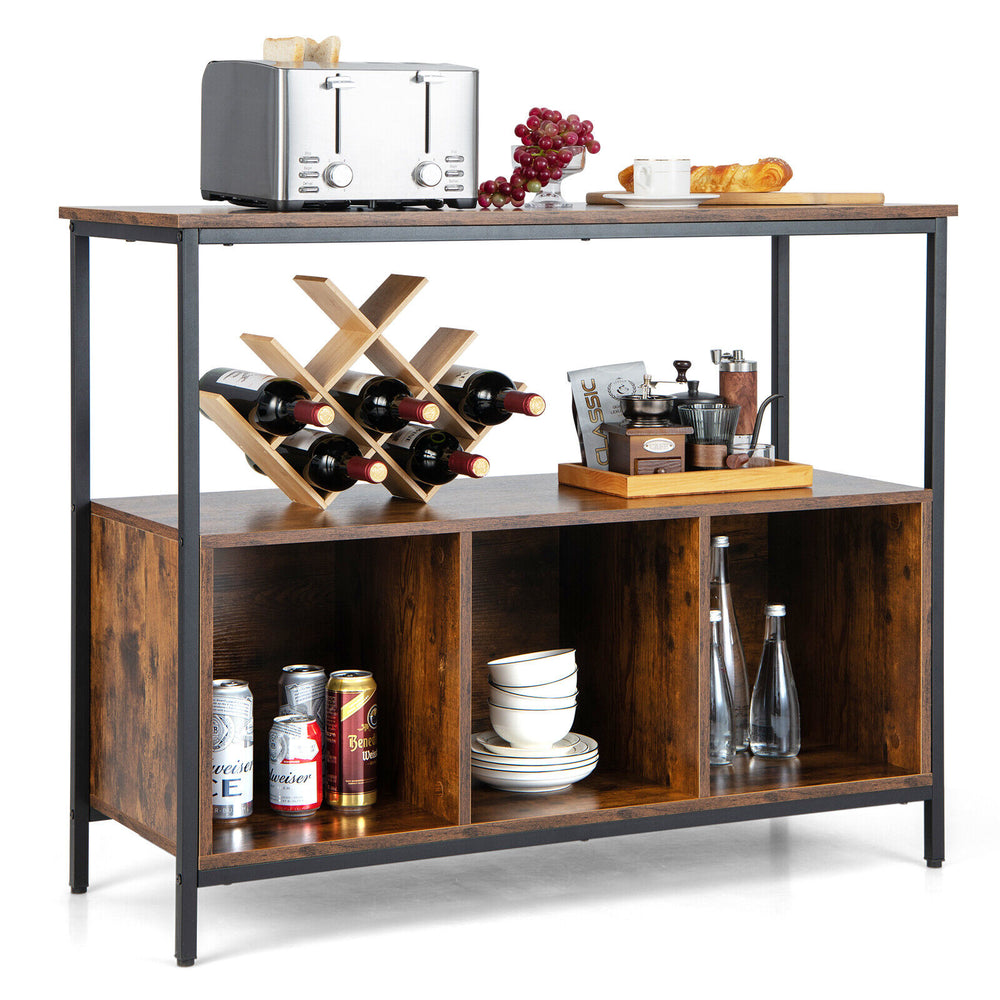 Modern Kitchen Buffet Sideboard with 3 Compartments-Rustic Brown - Gallery View 1 of 11