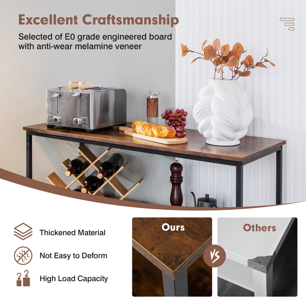 Modern kitchen buffet sideboard in rustic brown with three compartments, ideal for dining and kitchen organization.