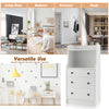 Modern storage dresser in white with three drawers and open shelves, ideal for living room, bedroom, or entryway use.