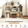Modern 6-cube storage bookcase in white, ideal for organizing books, photos, and plants in living rooms or bedrooms.