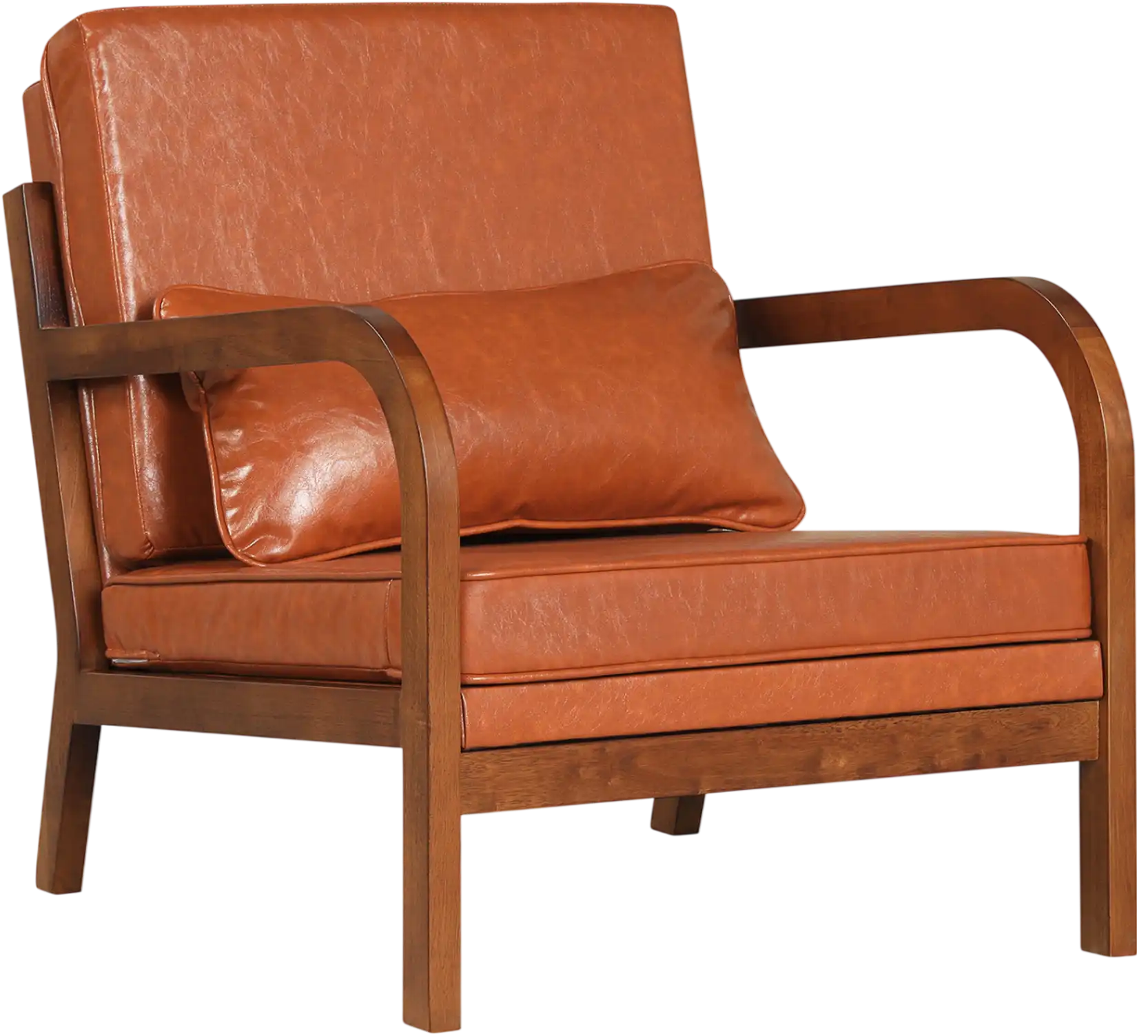 Costway Modern Accent Chair Upholstered Faux Leather Linen Fabric Armchair 90734597 New