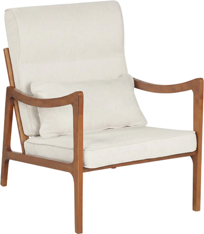 Costway Modern Upholstered Accent Chair Solid Rubber Wood Armchair 39379090 New