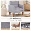 Modern accent chair in gray with removable cushion and pillow, featuring ergonomic design and skin-friendly faux linen fabric.