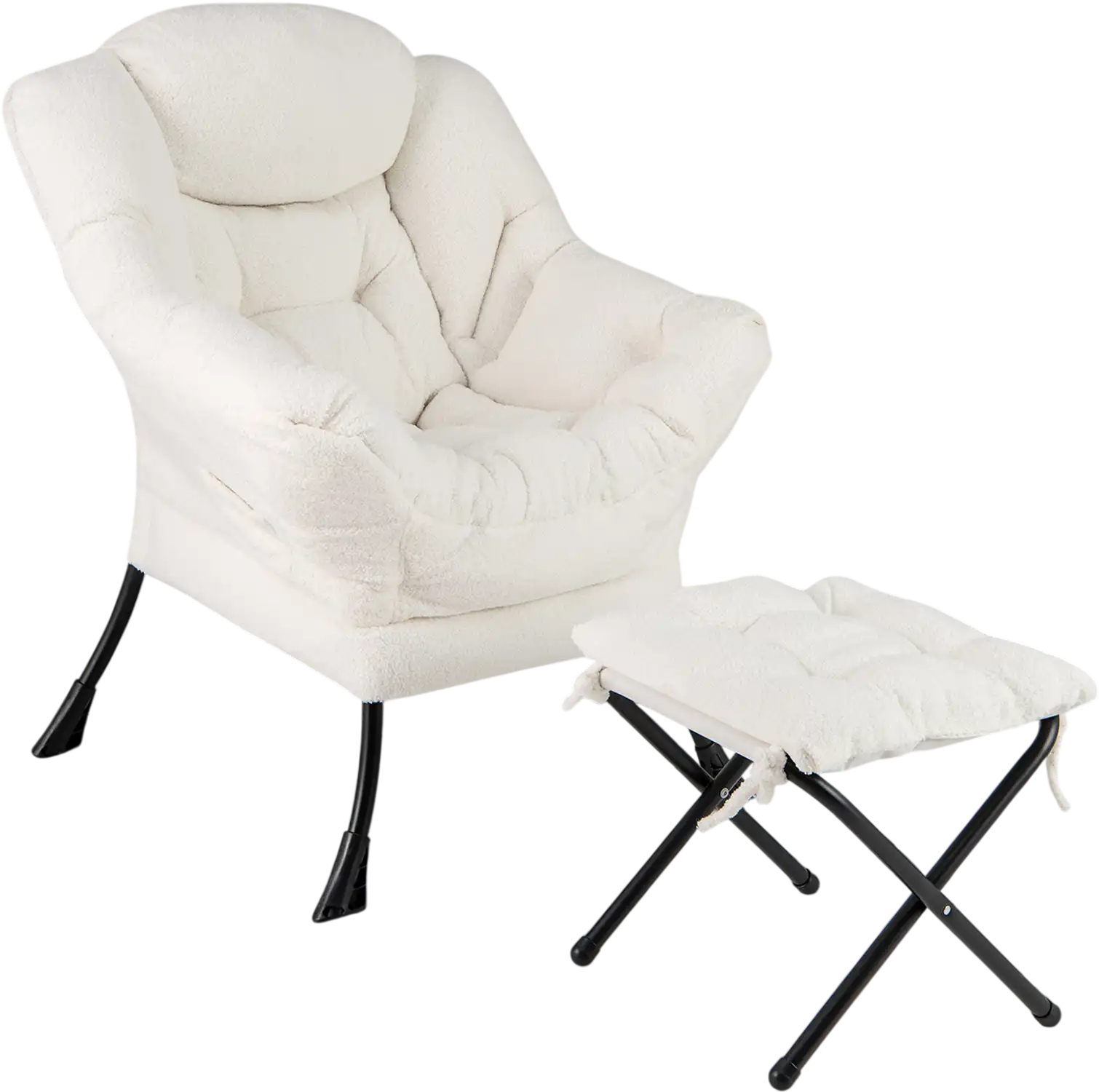 Costway Modern Accent Chair Folding Footrest Head Pillow Beige 38725496 New