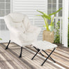Modern Accent Chair with Folding Footrest and Head Pillow-Beige - Gallery View 1 of 10