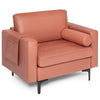 Modern Accent Chair with Bolster and Side Storage Pocket-Pink - Gallery View 1 of 10