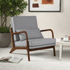 Modern Accent Chair with Rubber Wood Armrests and Removable Back-Gray - Gallery View 1 of 9