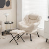 Modern Accent Sofa Chair with Folding Footrest and Side Pocket-Beige - Gallery View 1 of 10
