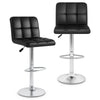 Black modern bar stools set of 2 with backrest, adjustable height, and heavy-duty metal base for versatile seating.