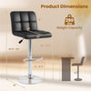 Dimensions of the black modern bar stool with a heavy-duty metal base, adjustable seat height, and 250 lbs capacity.