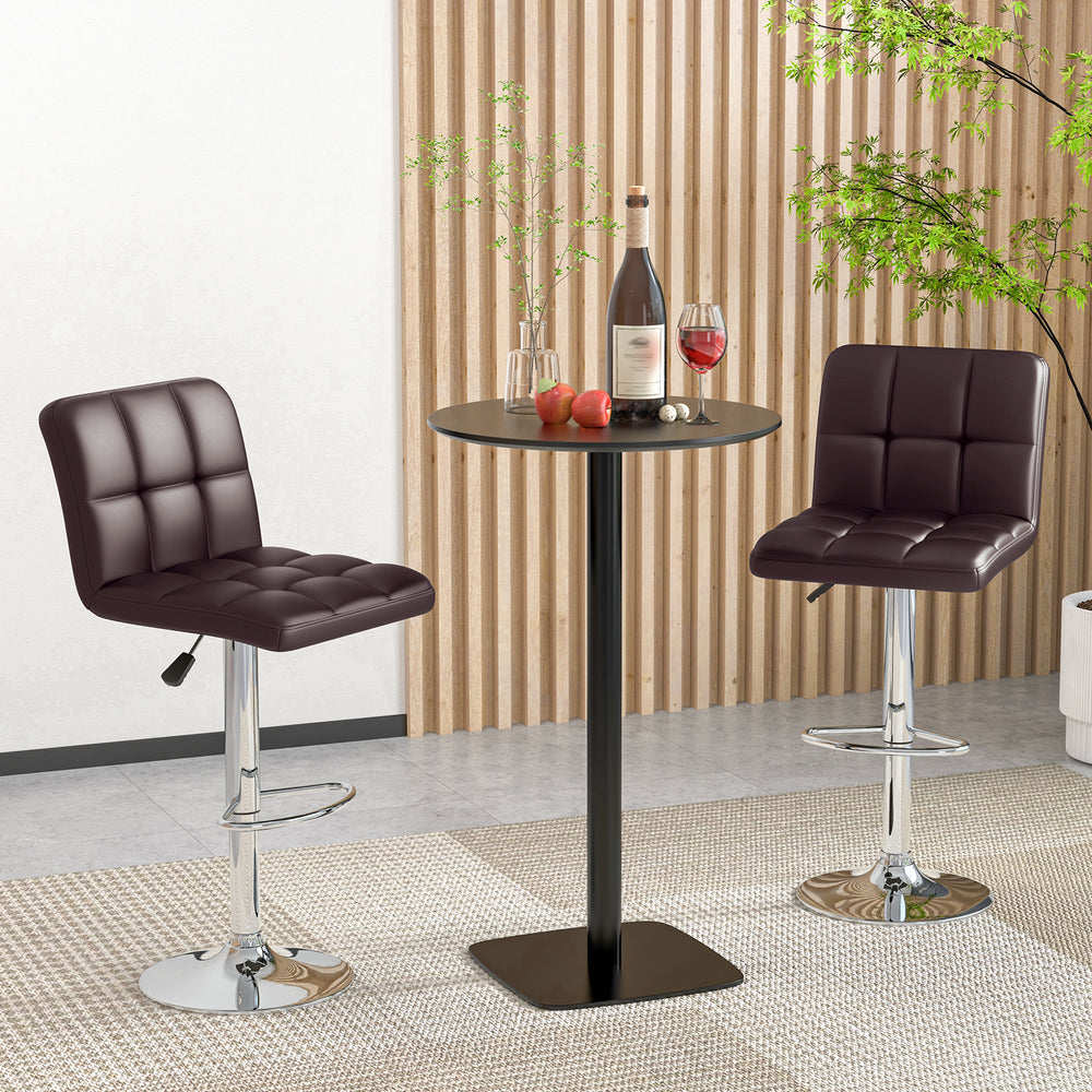Modern Bat Stools Set of 2 with Back and Heavy-duty Metal Base and Footrest-Brown - Gallery View 1 of 9
