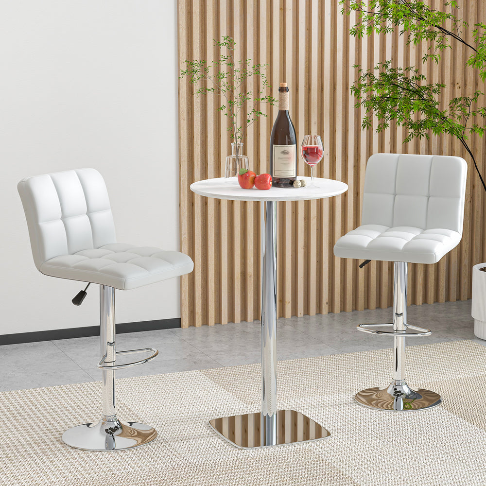 Modern Bat Stools Set of 2 with Back and Heavy-duty Metal Base and Footrest-White - Gallery View 1 of 9