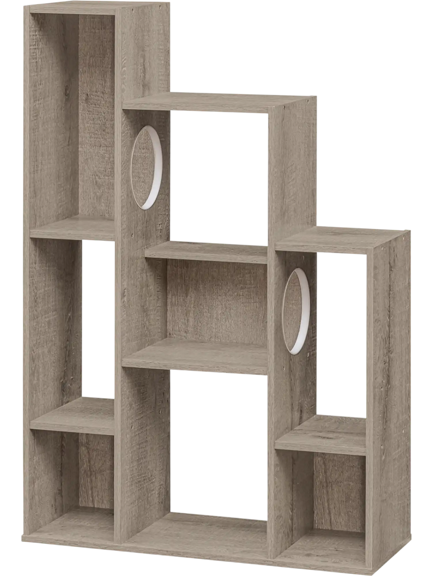 Costway Modern Cat Tree Bookshelf Storage Cabinet 8-Section 2 Round Holes 18170977 New