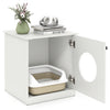 Modern cat litter box enclosure in white, featuring a hidden design for discreet use and easy access for cats.