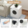 Modern white cat litter box enclosure featuring a chic door handle and non-slip foot pads for stability.