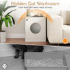 Modern cat litter box enclosure in white, designed for small to large cats, offering privacy and reduced odors.