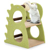Green 2-tier cat tree with plush fabric and sturdy base, featuring playful cat holes and a rotatable sisal scratching.