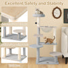 Multi-level 44-inch cat tree with removable padded perch, sisal scratching posts, and sturdy base for stability.