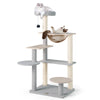 Multi-level 44-inch cat tree with removable padded perch, sisal scratching posts, and plush platforms for playful cats.