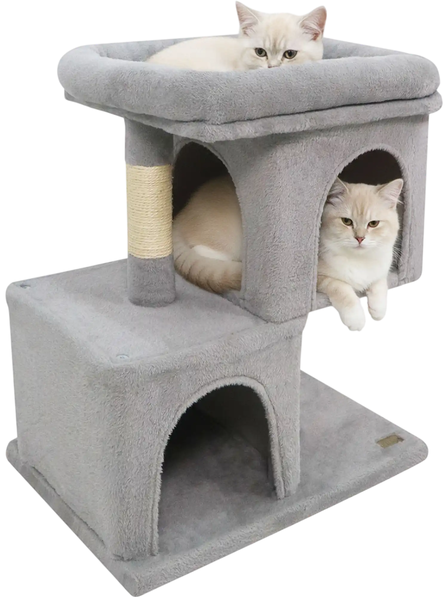 Costway Modern Space-Saving Cat Tree Tower w/ Upholstered Perch & 2 Condos 28322697 New