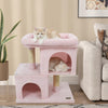 Modern Cat Tree Space-saving Cat Tower with Upholstered Perch and 2 Cat Condos-Pink - Gallery View 1 of 10