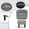 Modern grey club swivel accent chair with a 4" thick cushion and ottoman footrest, perfect for living rooms or offices.