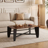 Modern Coffee Table with Rubber Wood Cross-Leg Base Rectangular Center Table-Walnut - Gallery View 1 of 11