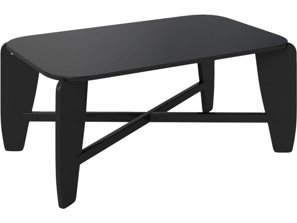 Modern black coffee table with rubber wood cross-leg base, offering ample storage and stylish design for any living space.