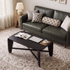 Modern black coffee table with rubber wood cross-leg base, featuring a wide tabletop for storage and stylish design.