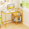 Modern Console Table with 2 Open Shelves and Metal Frame-Golden - Gallery View 1 of 10