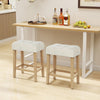 Modern Counter Height Bar Stools Set of 2 with Rubber Wood Legs-Beige and Natural - Gallery View 1 of 9