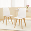 Modern Dining Chair Set of 2 with Solid Beech Wood Legs and Tilt Backrest-White - Gallery View 1 of 9