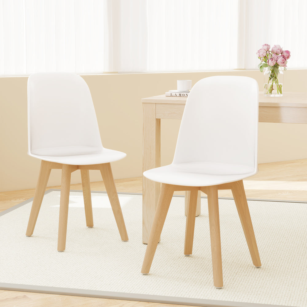 Modern Dining Chair Set of 2 with Solid Beech Wood Legs and Tilt Backrest-White - Gallery View 1 of 9
